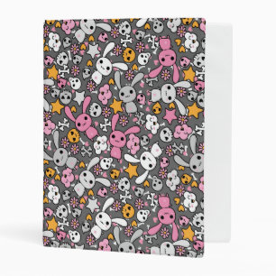 kawaii gray pattern mini binder