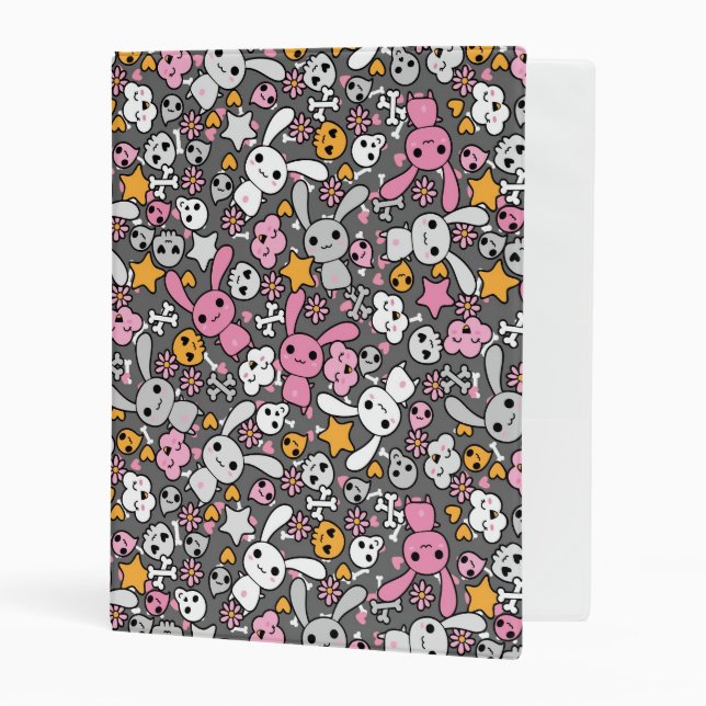 kawaii gray pattern mini binder (Front/Inside)