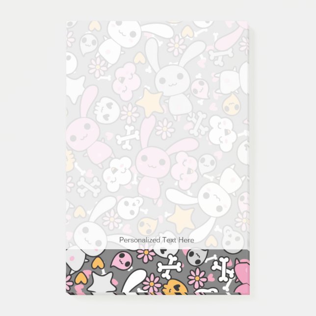 kawaii gray pattern post-it notes (Front)