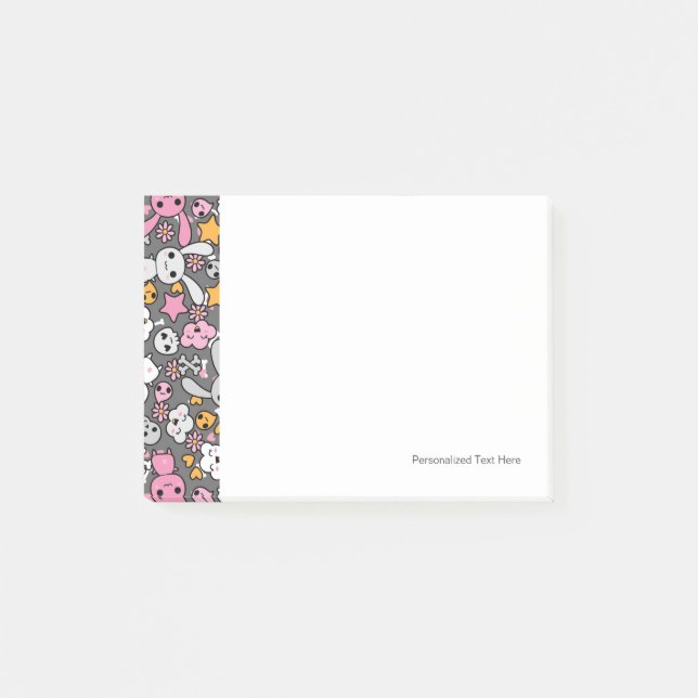 kawaii gray pattern post-it notes (Front)