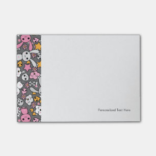 kawaii gray pattern post-it notes