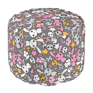 kawaii gray pattern pouf