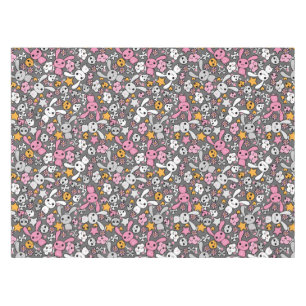 kawaii gray pattern tablecloth
