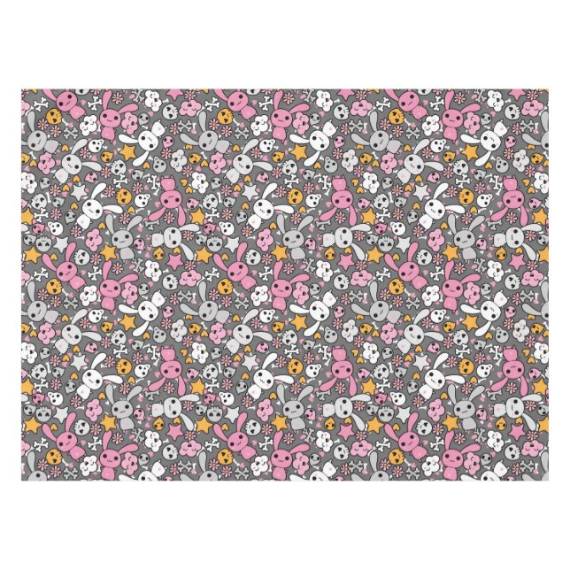 kawaii gray pattern tablecloth (Front (Horizontal))