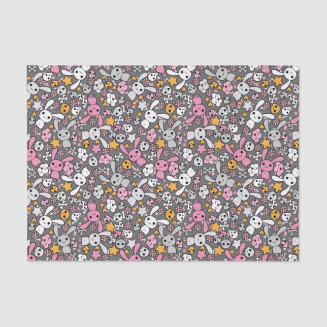 kawaii gray pattern tissue paper (Front)