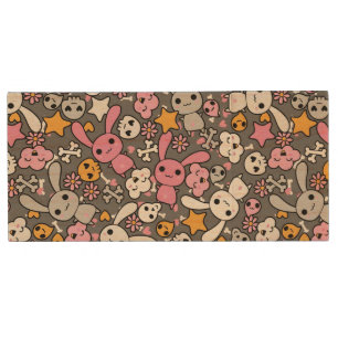 kawaii gray pattern wood USB flash drive