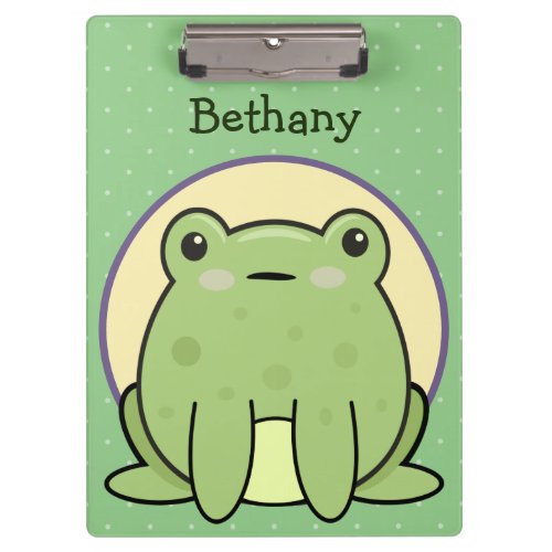 Kawaii Green Frog Personalized  Clipboard