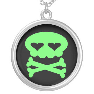 Kawaii Green Skull Sterling Silver Necklace