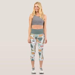kawaii green sushi tempura cute capri leggings