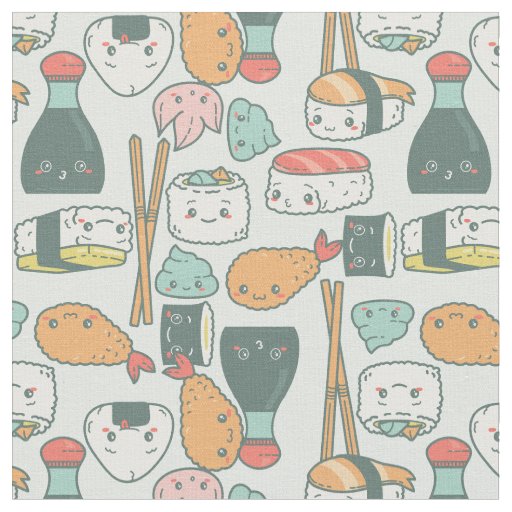 kawaii green sushi tempura cute  fabric