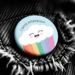 Kawaii Grmpy Cloud and Rainbows Button<br><div class="desc">Grumpy Kawaii Cloud and Rainbows button - This button design is especially made for the not so shiny-happy-people, you know who you are. Just say no to toxic positivity with a smile on your face with this hilarious kawaii style cloud button.</div>