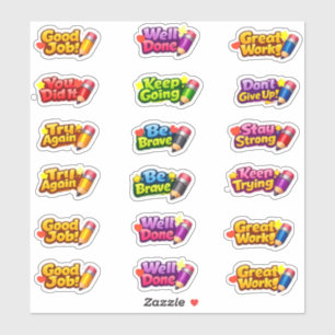 Kawaii Growth Mindset Phrases & Pencil Teacher Sticker