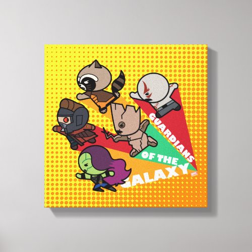 Kawaii Guardians of the Galaxy Group Jump Canvas Print