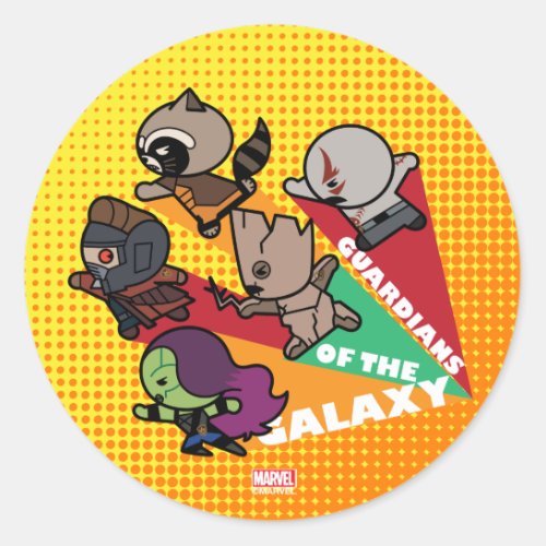 Kawaii Guardians of the Galaxy Group Jump Classic Round Sticker