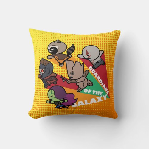 Kawaii Guardians of the Galaxy Group Jump Throw Pillow