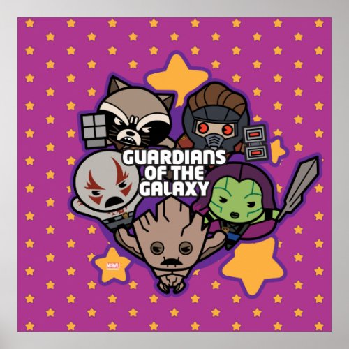 Kawaii Guardians of the Galaxy Star Graphic Poster