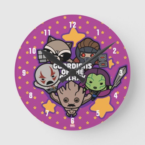Kawaii Guardians of the Galaxy Star Graphic Round Clock