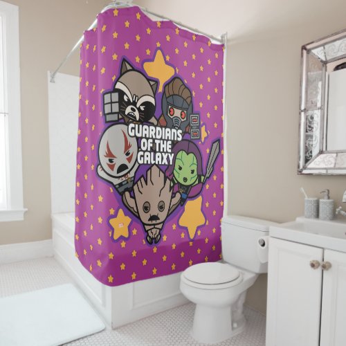 Kawaii Guardians of the Galaxy Star Graphic Shower Curtain