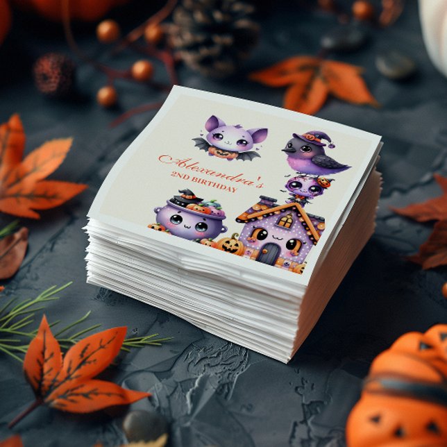 Kawaii Halloween 2nd Birthday Spooky Cute Pastel Napkins (Creator Uploaded)