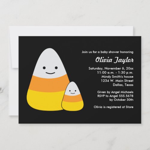 Kawaii Halloween Baby Shower Candy Corn Invitation