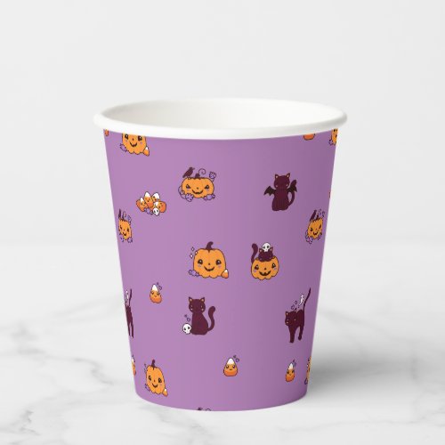 Kawaii Halloween Black Cats  Pumpkins Paper Cups