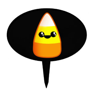 Kawaii Halloween Candy Corn Cake Topper