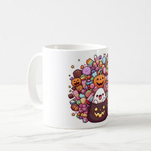 Kawaii Halloween Candy Mug – Cute Ghost, Pumpkins 