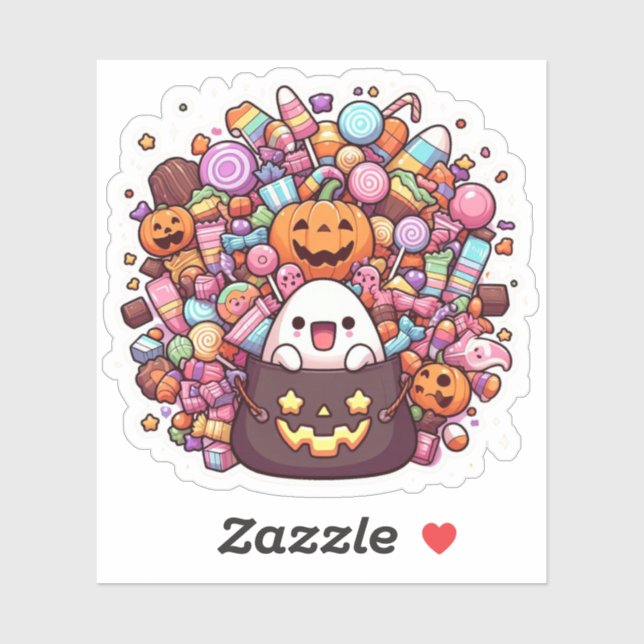 Kawaii Halloween Candy Vinyl Cute Ghost & Pumpkin  Sticker (Sheet)