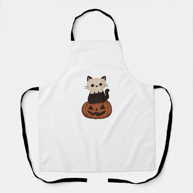 Kawaii Halloween Cat and pumpkin Classic T-Shirt Apron (Front)