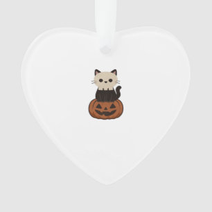 Kawaii Halloween Cat and pumpkin Oversized T-Shirt Ornament