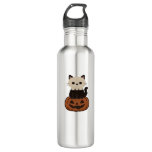 Kawaii Halloween Cat and pumpkin Oversized T-Shirt Stainless Steel Water Bottle