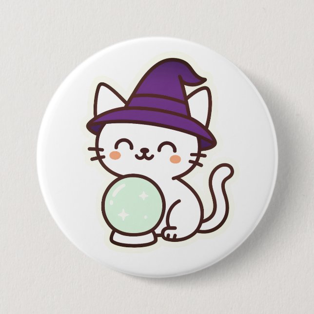 Kawaii Halloween Cat – Magical & Adorable Spooky Button (Front)