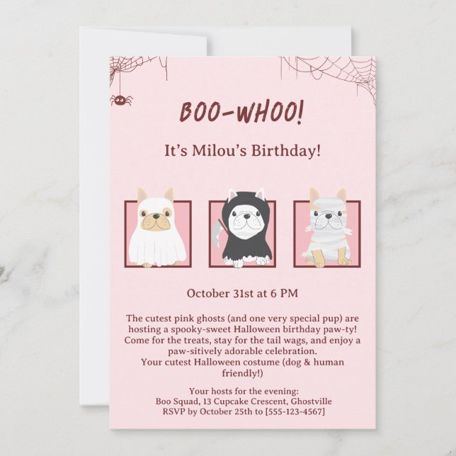 Kawaii Halloween Dog Birthday Invitation  (Front)