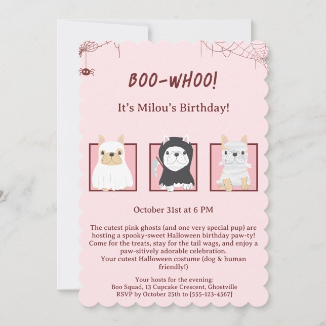 Kawaii Halloween Dog Birthday Invitation  (Front)