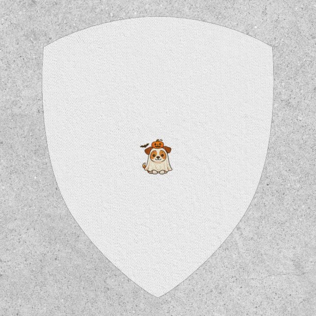 Kawaii Halloween Dog � Pumpkin Ghost Puppy Sticker Patch (Front)