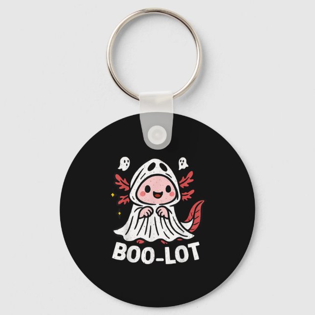 Kawaii Halloween Ghost Axolotl Boo-lot Pet Lover A Keychain (Front)