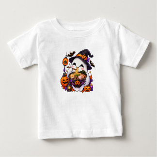 Kawaii Halloween Ghost Eating Ramen Japanese Food Baby T-Shirt