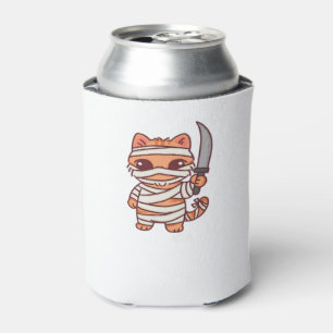 Kawaii Halloween Mummy Cat with Sword Classic T-Sh Can Cooler