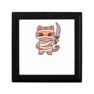 Kawaii Halloween Mummy Cat with Sword Classic T-Sh Gift Box