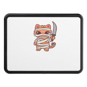 Kawaii Halloween Mummy Cat with Sword Classic T-Sh Hitch Cover