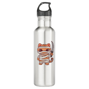 Kawaii Halloween Mummy Cat with Sword Classic T-Sh Stainless Steel Water Bottle