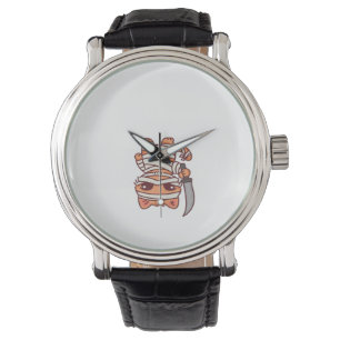 Kawaii Halloween Mummy Cat with Sword Classic T-Sh Watch