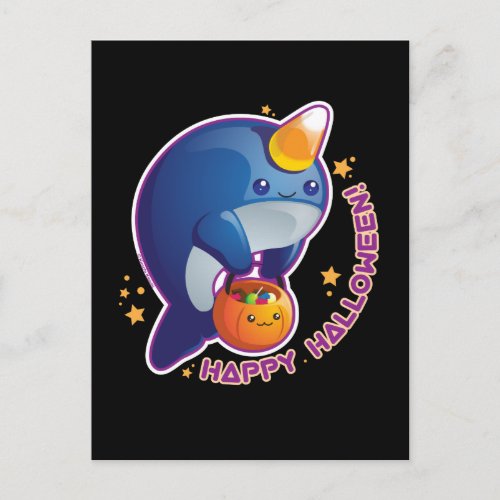 Kawaii Halloween Narwhal Postcard