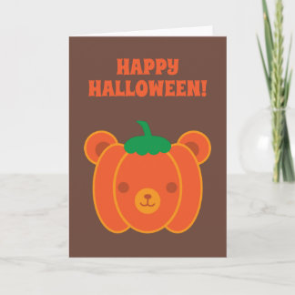 Kawaii Halloween Pumpkin Bear Card