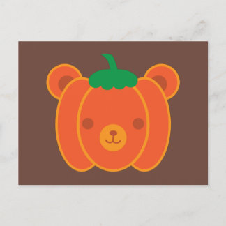 Kawaii Halloween Pumpkin Bear Postcard