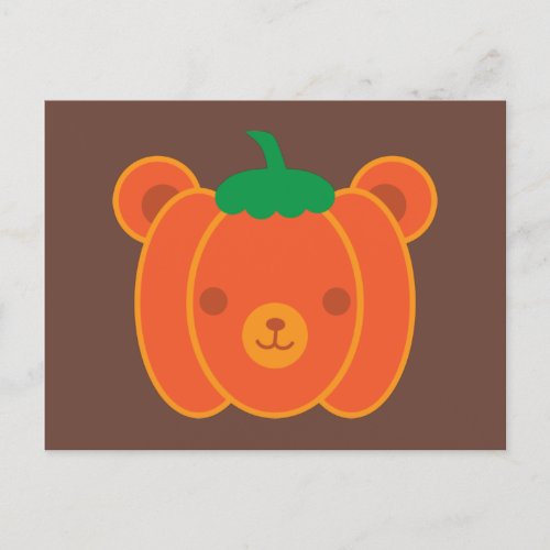 Kawaii Halloween Pumpkin Bear Postcard