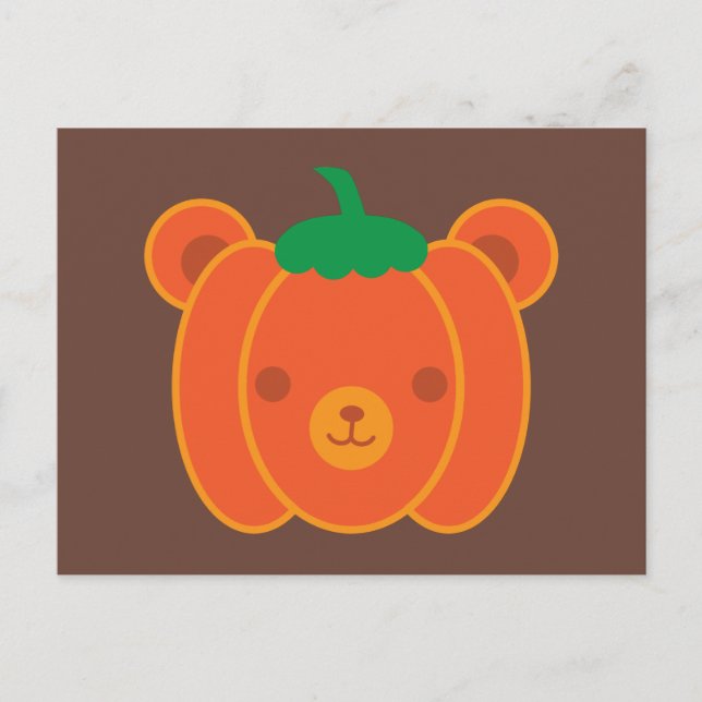 Kawaii Halloween Pumpkin Bear Postcard (Front)