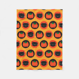 Kawaii Halloween Pumpkin Cats Fleece Blanket