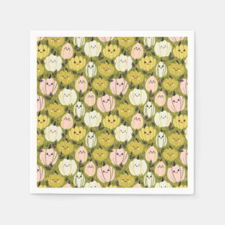 Kawaii Halloween Pumpkins in Pink & Green Napkins