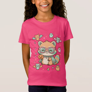 Kawaii Halloween Raccoon: Spooky-Cute Vibes 🎀🕶️ T-Shirt